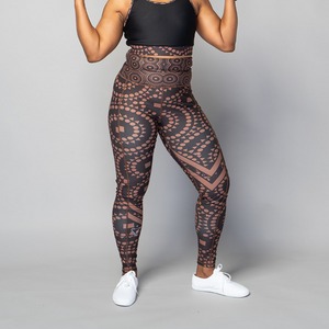 Women’s TYNA Activewear brown splash leggings – sweat-wicking, high-waisted gym leggings