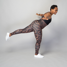 Load image into Gallery viewer, Women’s TYNA Activewear brown splash leggings – sweat-wicking, high-waisted gym leggings