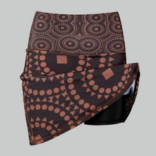 Load image into Gallery viewer, TYNA Signature Brown Skort – women’s high-rise wrap skort with built-in shorts and ethnic geometric print