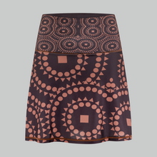 Load image into Gallery viewer, TYNA Signature Brown Skort – women’s high-rise wrap skort with built-in shorts and ethnic geometric print
