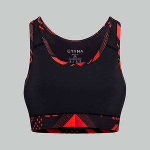 Soko Ankara Red Sports Bra – African print racerback sports bra for gym and yoga