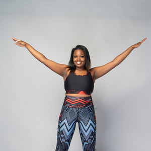 Soko Ankara Red Sports Bra – African print racerback sports bra for gym and yoga