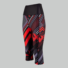 Load image into Gallery viewer, TYNA Soko Ankara Red Capris – women’s cropped gym leggings with red and black Ankara print