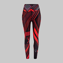 Load image into Gallery viewer, TYNA Soko Ankara Red Vibrant Leggings – women’s high-waisted African print gym leggings with pockets