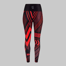 Load image into Gallery viewer, TYNA Soko Ankara Red Vibrant Leggings – women’s high-waisted African print gym leggings with pockets