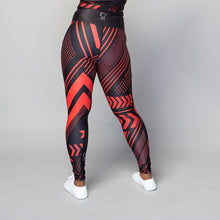 Load image into Gallery viewer, TYNA Soko Ankara Red Vibrant Leggings – women’s high-waisted African print gym leggings with pockets