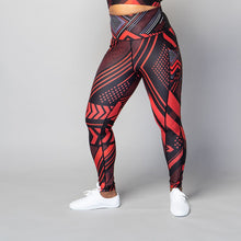 Load image into Gallery viewer, TYNA Soko Ankara Red Vibrant Leggings – women’s high-waisted African print gym leggings with pockets