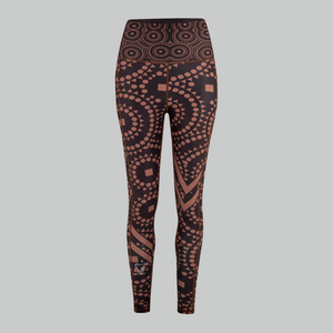 Women’s TYNA Activewear brown splash leggings – sweat-wicking, high-waisted gym leggings