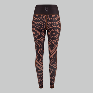 Women’s TYNA Activewear brown splash leggings – sweat-wicking, high-waisted gym leggings
