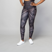 Load image into Gallery viewer, TYNA Soko Ankara Brown Vibrant Leggings – women’s high-waisted African print gym leggings with pockets