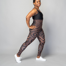 Load image into Gallery viewer, Women’s TYNA Activewear brown splash leggings – sweat-wicking, high-waisted gym leggings