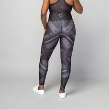Load image into Gallery viewer, TYNA Soko Ankara Brown Vibrant Leggings – women’s high-waisted African print gym leggings with pockets