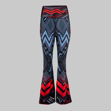 Load image into Gallery viewer, Soko Ankara Red flared leggings with bold African print design