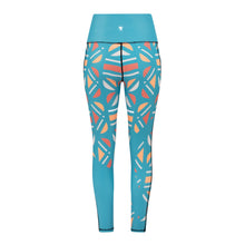 Load image into Gallery viewer, Batiq Cyan Vibrant Leggings (Side Pockets)