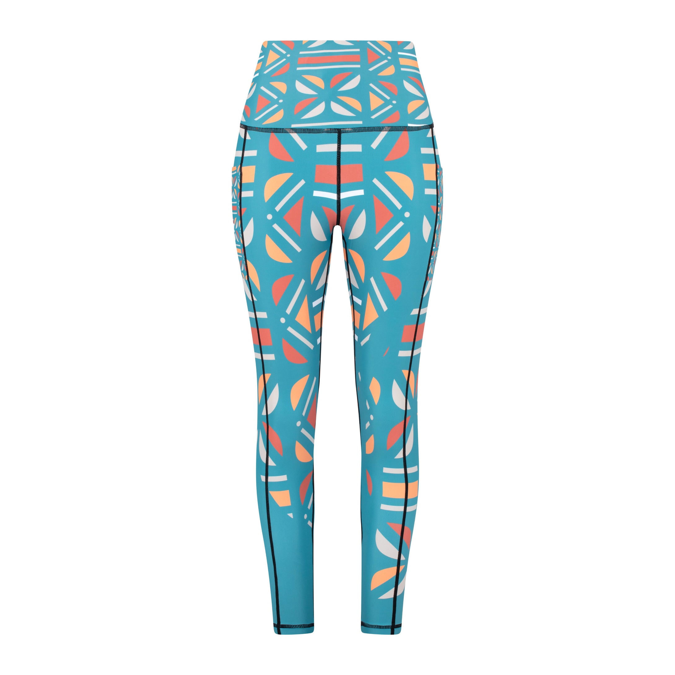 Batiq Cyan Vibrant Leggings (Side Pockets)