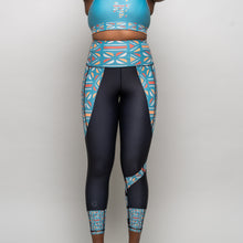 Load image into Gallery viewer, Batiq Cyan Butiful Leggings (Side Pockets)